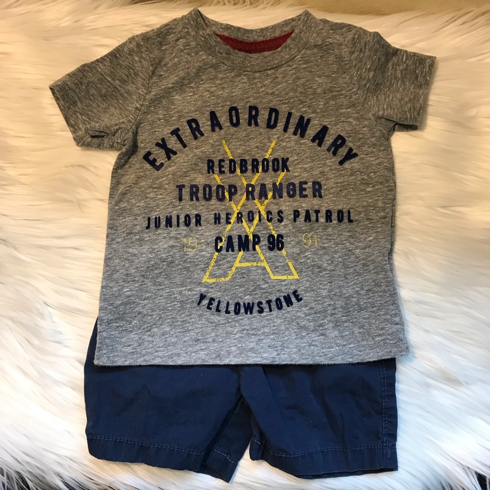 Carter’s 2 Piece Navy Shorts & Gray Tee Outfit